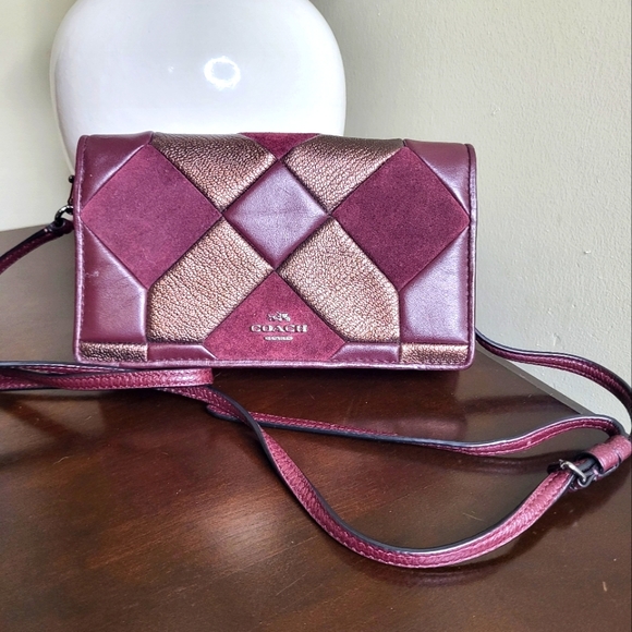 Coach Handbags - Coach Canyon Quilt Foldover Crossbody, Burgundy